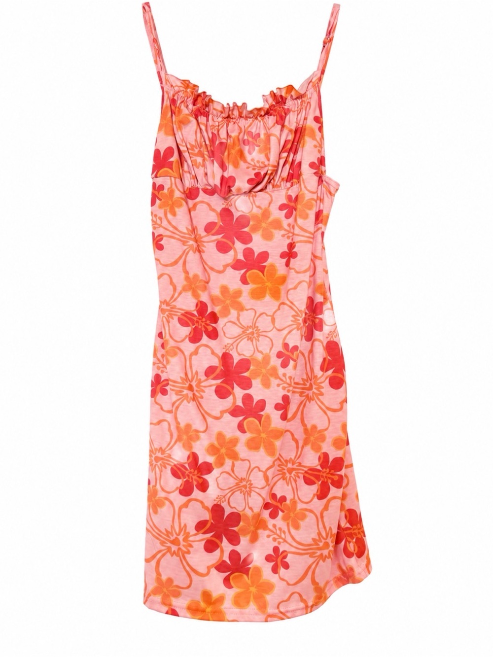 ASOS Pink Floral Mini Dress with Orange & Red Accents